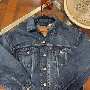 Levi's Indigo Blue Denim Jacket with Leather Patch